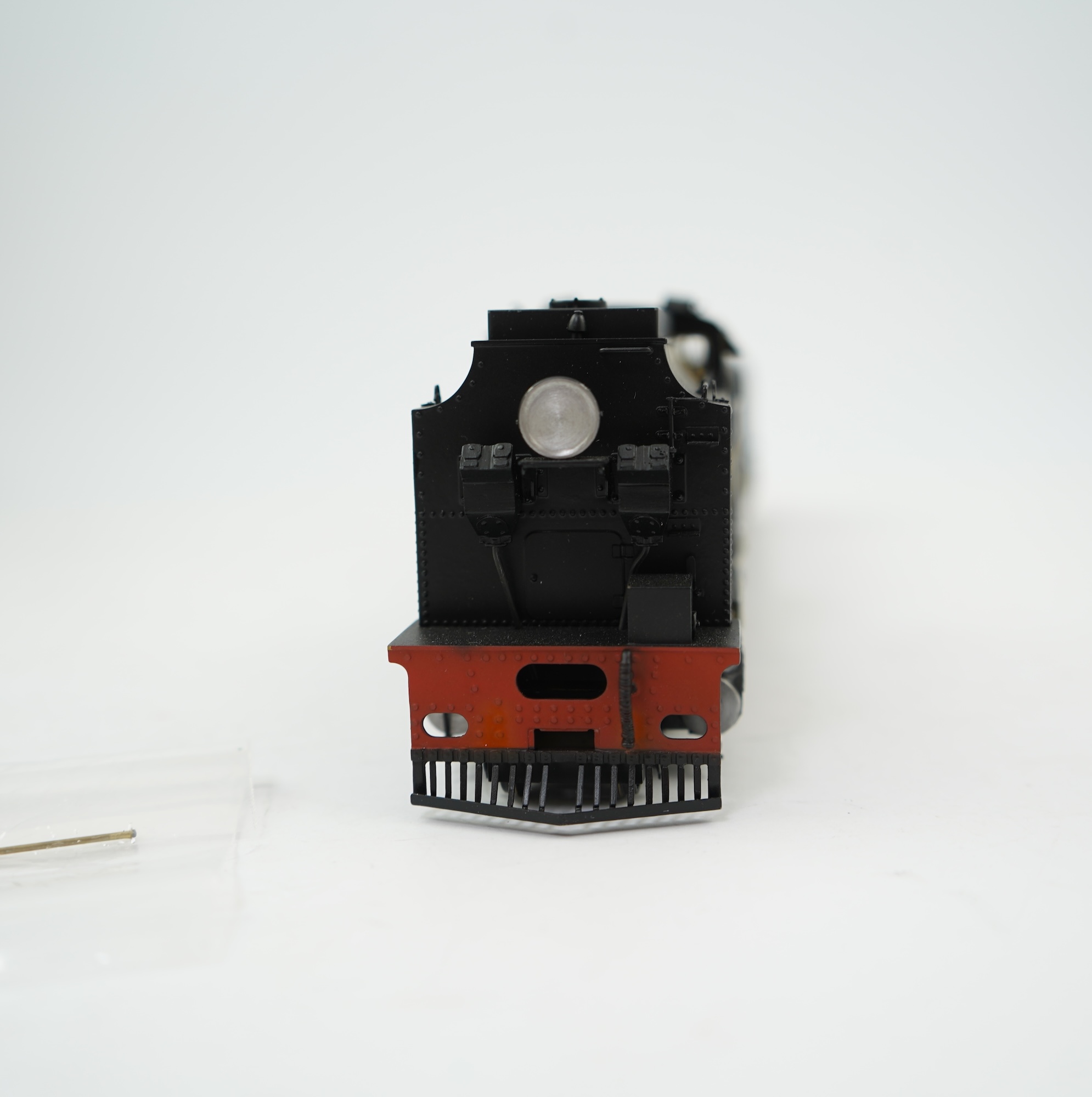 An On30 gauge (1:48 scale) 2-6-2+2-6-2 Beyer-Garratt locomotive, a finely detailed model, of painted brass, etc. construction, running on 00 gauge track and powered for two rail operation